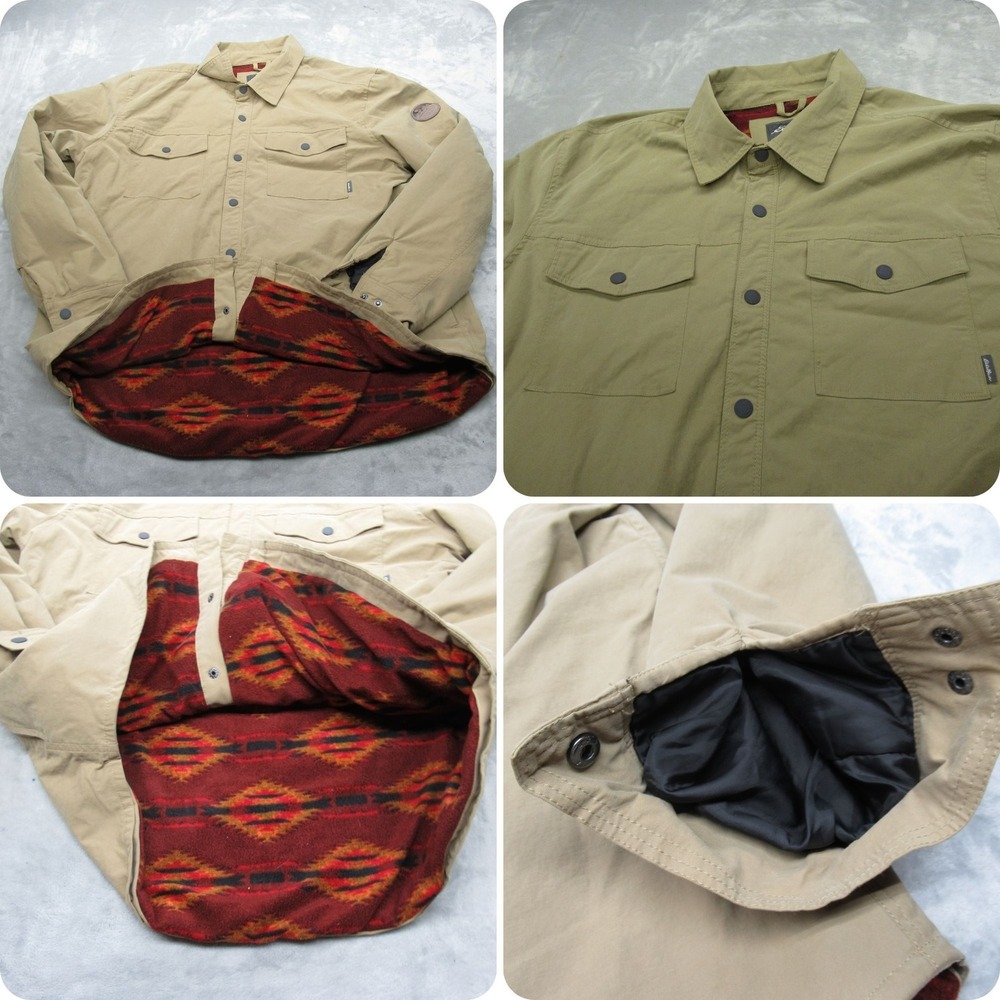Eddie Bauer Shacket Mens XL Beige Insulated Shirt Jacket Aztec Soft Fleece Lined